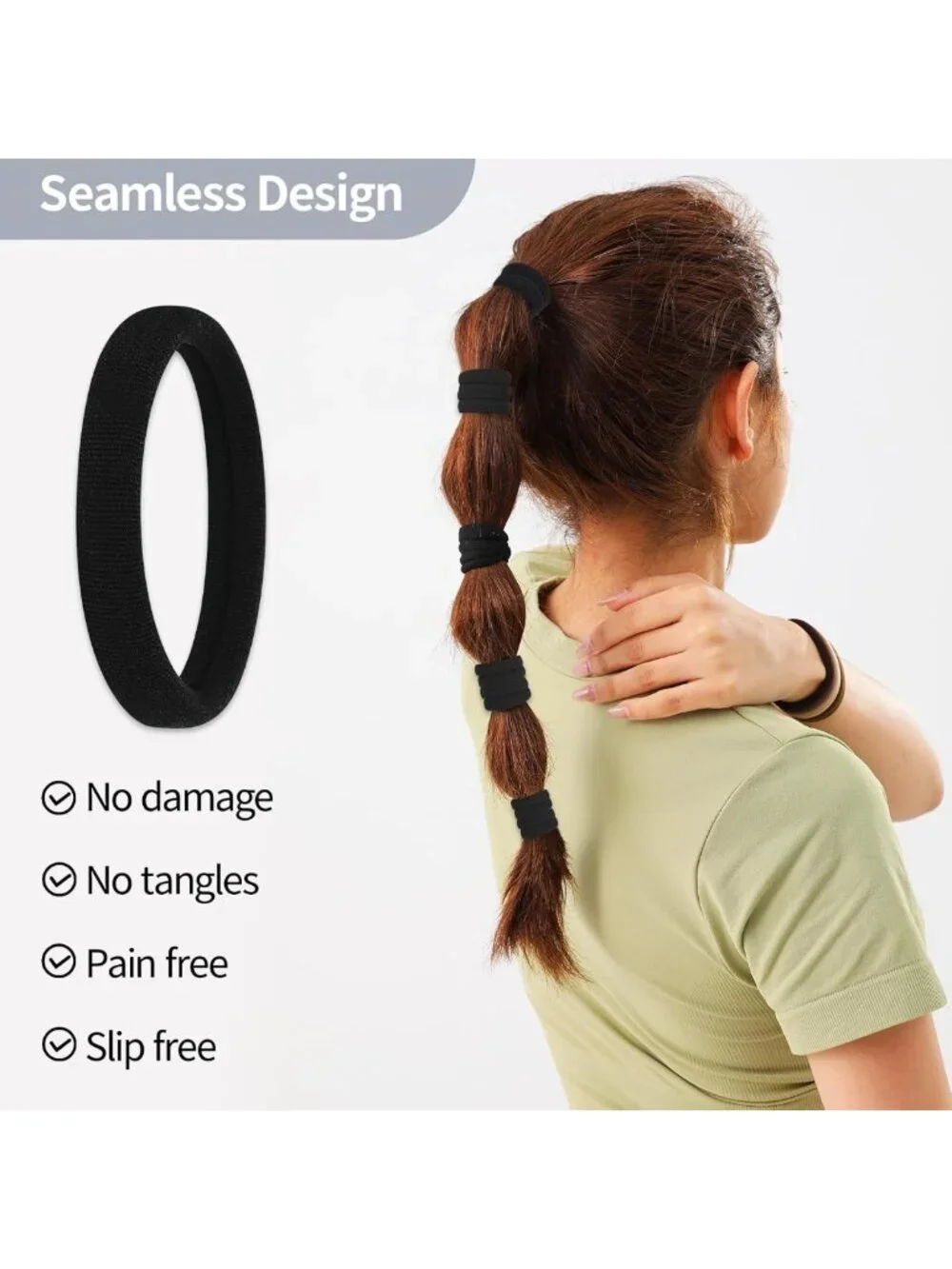 150 Pcs No Damage Elastic Hair Ties for Thick & Thin Hair, Soft Ponytail Holders
